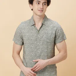 Being Human Floral Printed Spread Collar Slim Fit Cotton Casual Shirt-picture-25