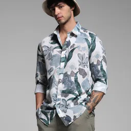 Jack & Jones Men Spread Collar Floral Printed Lyocell Slim Fit Casual Shirt-picture-5