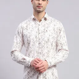 Monte Carlo Classic Slim Fit Opaque Geometric Printed Casual Shirt-image-65