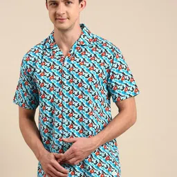 Joven Abstract Printed Slim Fit Cotton Casual Shirt-image-78