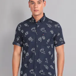 AD By Arvind Floral Printed Button-Down Collar Slim Fit Opaque Casual Shirt-image-65