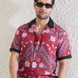 MR BUTTON Men Floral Printed Spread Collar Casual Shirt-image-61