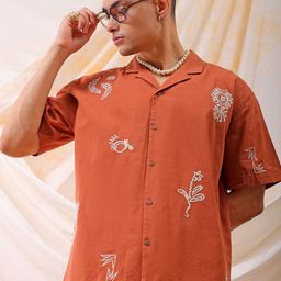 The Indian Garage Co Men Relaxed Fit Embroidery Resortwear Shirt-image-53