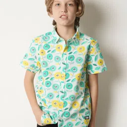 Jack & Jones Junior Boys Floral Printed Pure Cotton Casual Shirt-picture-35