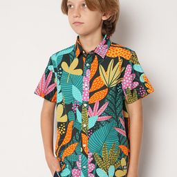 Jack & Jones Junior Boys Tropical Printed Pure Cotton Casual Shirt-image-31
