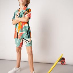 Jack & Jones Junior Boys Floral Printed Spread Collar Regular Fit Casual Shirt-picture-32
