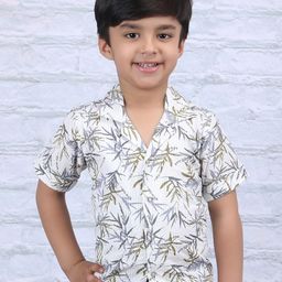 Polka Tots Boys Modern Floral Printed Opaque Cotton Casual Shirt-28