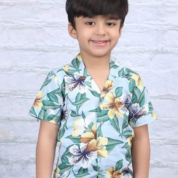 Polka Tots Boys Modern Floral Printed Opaque Cotton Casual Shirt-image-88