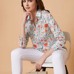 SHOWOFF Women Standard Floral Printed Spread Collar Shirt-image-91