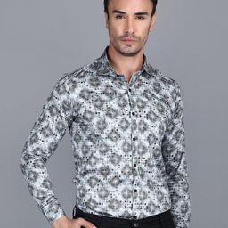 DEZANO Modern Abstract Printed Spread Collar Satin Casual Shirt-image-49