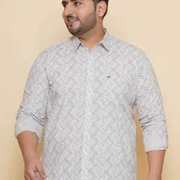 John Pride Plus Size Geometric Printed Cotton Casual Shirt-image-12