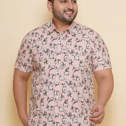 John Pride Plus Size Conversational Printed Pure Cotton Casual Shirt-19