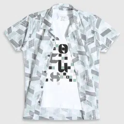 CAVIO Boys Standard Printed Pure Cotton Casual Shirt with T-Shirt-image-85