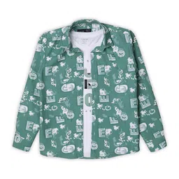 CAVIO Boys Standard Conversational Printed Pure Cotton Shirt With T-Shirt-picture-5