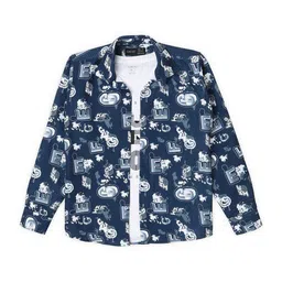 CAVIO Boys Standard Conversational Printed Pure Cotton Shirt With T-Shirt-picture-3