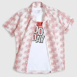 CAVIO Boys Standard Printed Pure Cotton Casual Shirt with T-Shirt-image-80