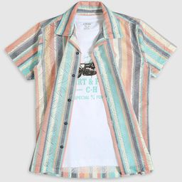 CAVIO Boys Standard Printed Pure Cotton Casual Shirt with T-Shirt-image-78