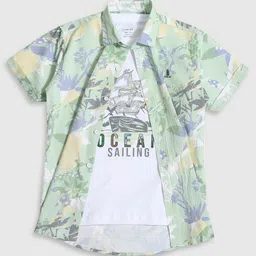 CAVIO Boys Standard Graphic Printed Pure Cotton Shirt With T-Shirt-image-94