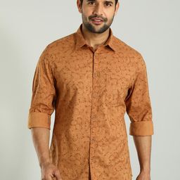 Indian Terrain Spread Collar Long Sleeves Chiseled Skinny Fit Floral Printed Casual Shirt-image-64