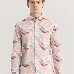 Snitch Straight Skinny Fit Printed Spread Collar Casual Shirt-image-19