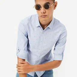 max Boys Spread Collar Pinstripes Printed Cotton Casual Shirt-image-79