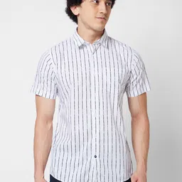 SPYKAR Vertical Striped Cotton Casual Shirt-image-14