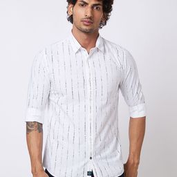 SPYKAR Vertical Striped Spread Collar Long Sleeves Cotton Casual Shirt-image-71