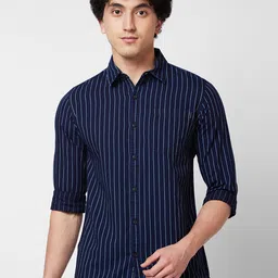 SPYKAR Vertical Striped Long Sleeves Cotton Casual Shirt-image-27