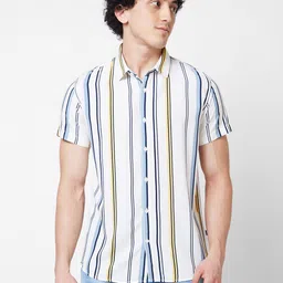 SPYKAR Vertical Striped Cotton Casual Shirt-image-38