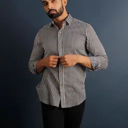 Lightpole Men Striped Printed Spread Collar Casual Shirt-image-21