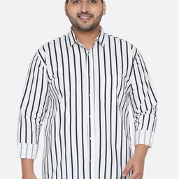 John Pride Plus Size Striped Long Sleeves Cotton Casual Shirt-image-40