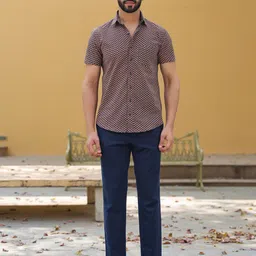 SANSKRUTIHOMES Printed Spread Collar Straight Casual Shirt-image-41