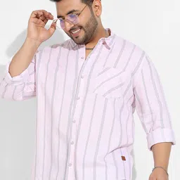 Instafab Plus Classic Opaque Striped Cotton Casual Shirt-image-91