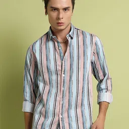 Campus Sutra Classic Vertical Striped Casual Cotton Shirt-image-48