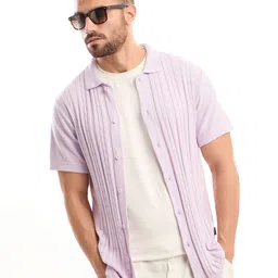 Beyoung Men Classic Spread Collar Solid Self Design Cotton Casual Shirt-image-30