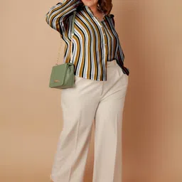 Zink Curve Plus Size Tailored Fit Vertical Striped Drop-Shoulder Sleeves Casual Shirt-picture-39