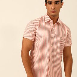 JAVINISHKA Classic Slim Fit Vertical Striped Cotton Linen Casual Shirt-image-59