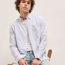 THE BEAR HOUSE Men Slim Fit Pinstripes Opaque Striped Casual Shirt-image-100
