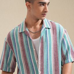 HIGHLANDER Men Multi Stripes Opaque Striped Casual Shirt-image-59