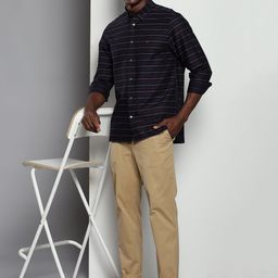 Tommy Hilfiger New Horizontal Stripes Spread Collar Long Sleeves Cotton Casual Shirt-image-76