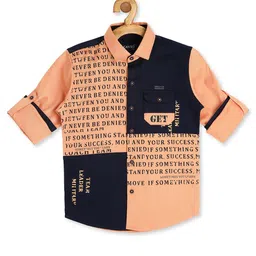 CAVIO Boys Peach-Coloured Printed Casual Shirt-14
