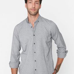 Trendyol Men Grey Solid Casual Shirt-picture-39