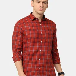 NIRVAAN Men Maroon Classic Slim Fit Checked Casual Shirt-image-30