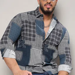 Instafab Plus Size  Classic Printed Cotton Casual Shirt-image-99