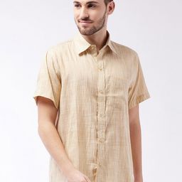 VASTRAMAY Men Beige Cotton Blend Ethnic Shirt-image-71