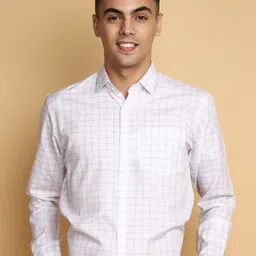 J White by Vmart Checked Spread Collar Formal Shirt-image-95