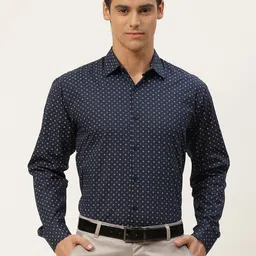 SOJANYA Men Navy Blue Classic Printed Formal Shirt-14