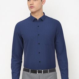 Peter England Men Navy Blue Printed Formal Shirt-image-84