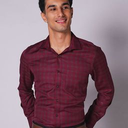 INSPIRO Men Checked Spread Collar Slim Fit Formal Shirt-image-28