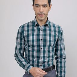MUTAQINOTI Comfort Opaque Checked Cotton Formal Shirt-image-70